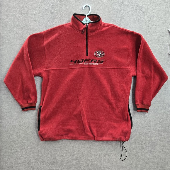 VINTAGE San Francisco 49ers Men Sweatshirt XL Red‎ Fleece Logo Embroidered Y2K - Picture 1 of 7